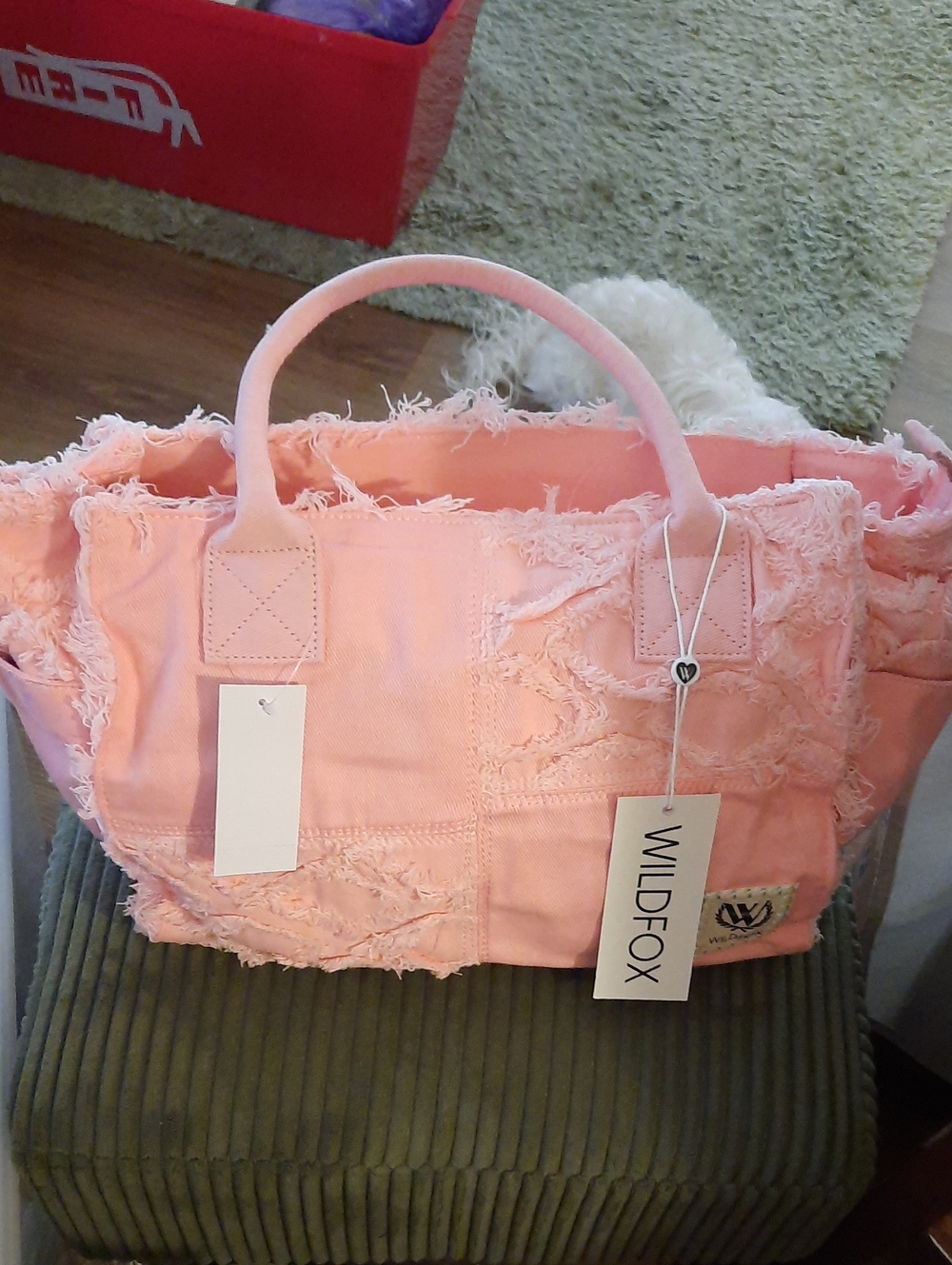 Wildfox Peach Pink Distressed Patchwork Tote